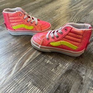 Vans High Top Sneakers Size 5 Neon Pink/Yellow